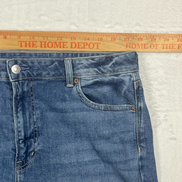 American Eagle Super High Rise Baggy Wide Leg Jeans Womens 14 Light Wash Stretch - Picture 11 of 16